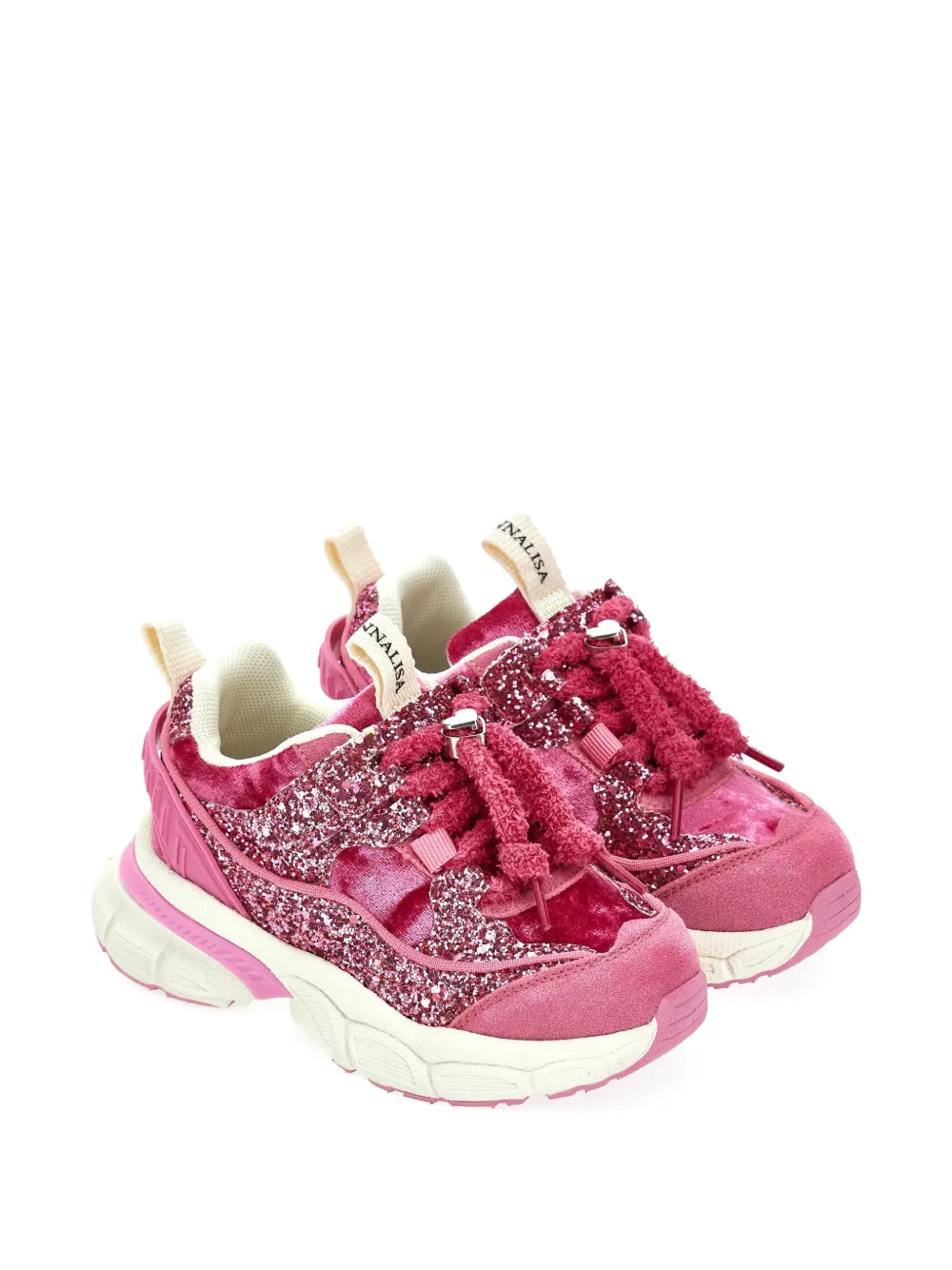 Monnalisa glitter-detail velvet sneakers - Rosa
