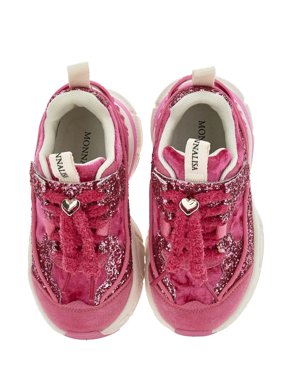 Monnalisa glitter-detail velvet sneakers Roze