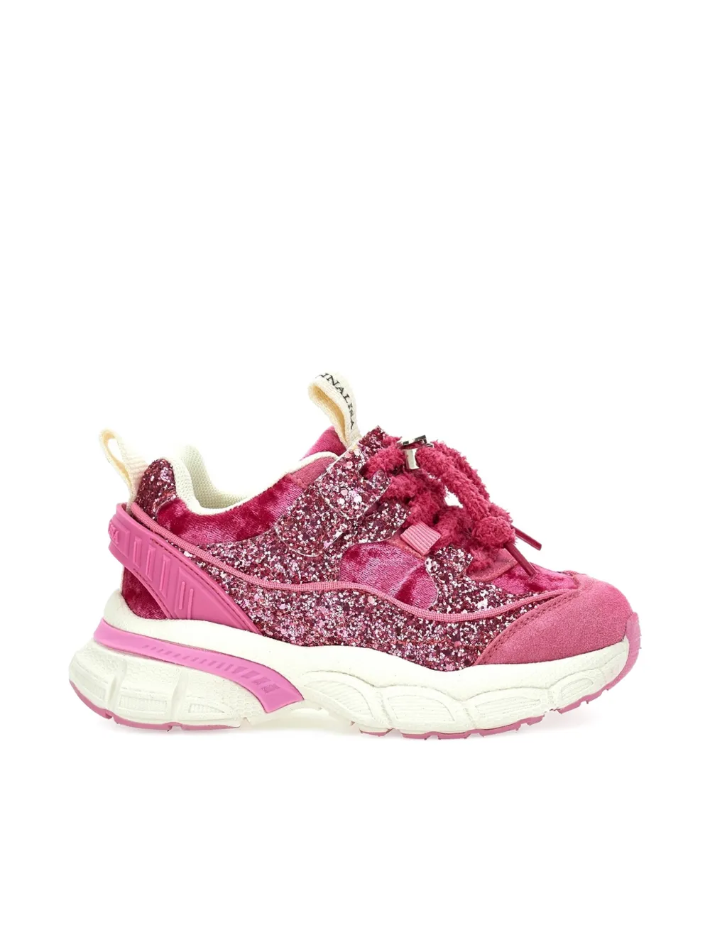 Monnalisa glitter-detail velvet sneakers Roze
