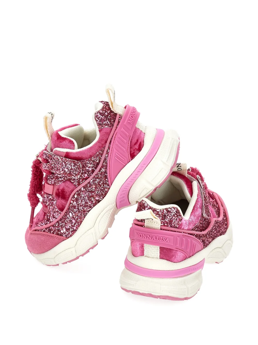 Monnalisa glitter-detail velvet sneakers Roze