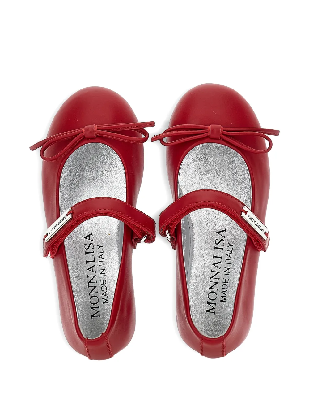 Monnalisa bow-detail touch-strap ballerinas Rood