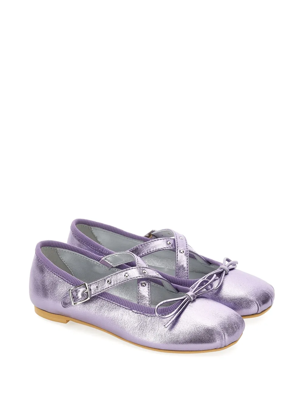 Monnalisa metallic-effect bow-detail ballerinas - Viola