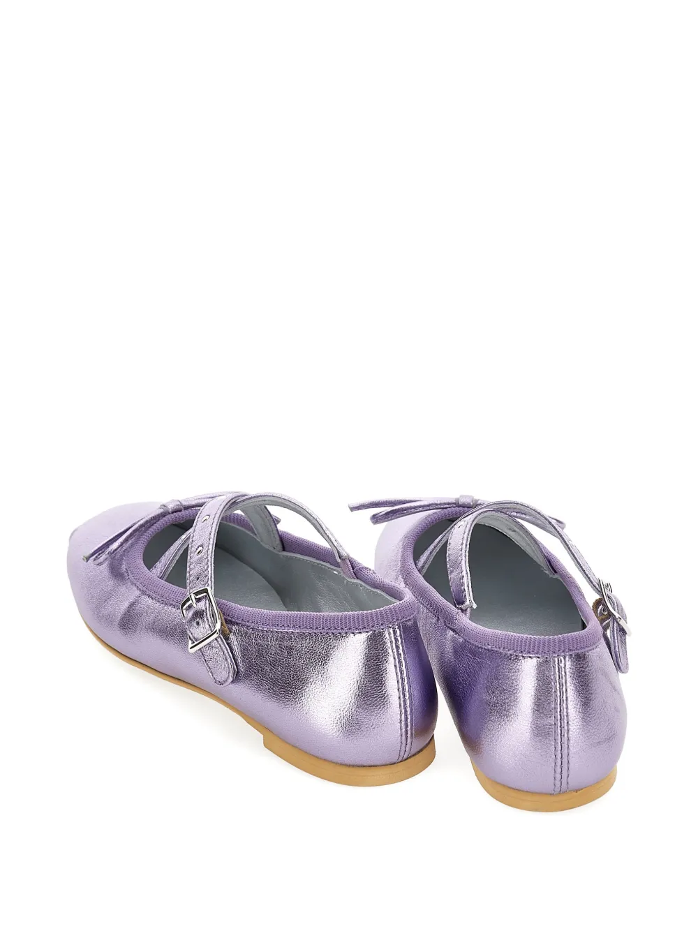 Monnalisa metallic-effect bow-detail ballerinas Paars