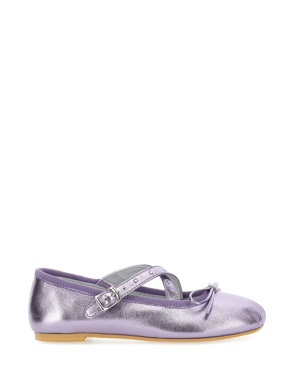 Monnalisa metallic-effect bow-detail ballerinas Paars