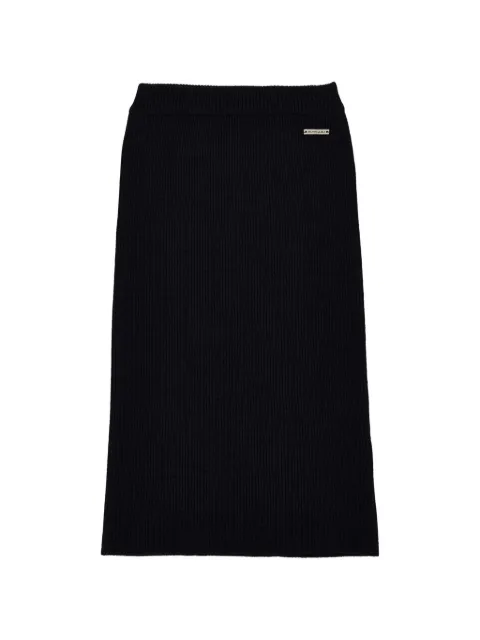 Monnalisa ribbed-knit logo-plaque A-line skirt