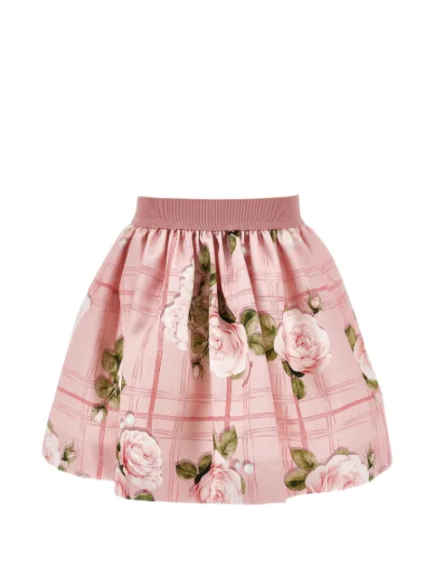 Monnalisa floral-print pleated skirt