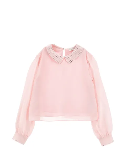 Monnalisa rhinestone-embellished collar blouse