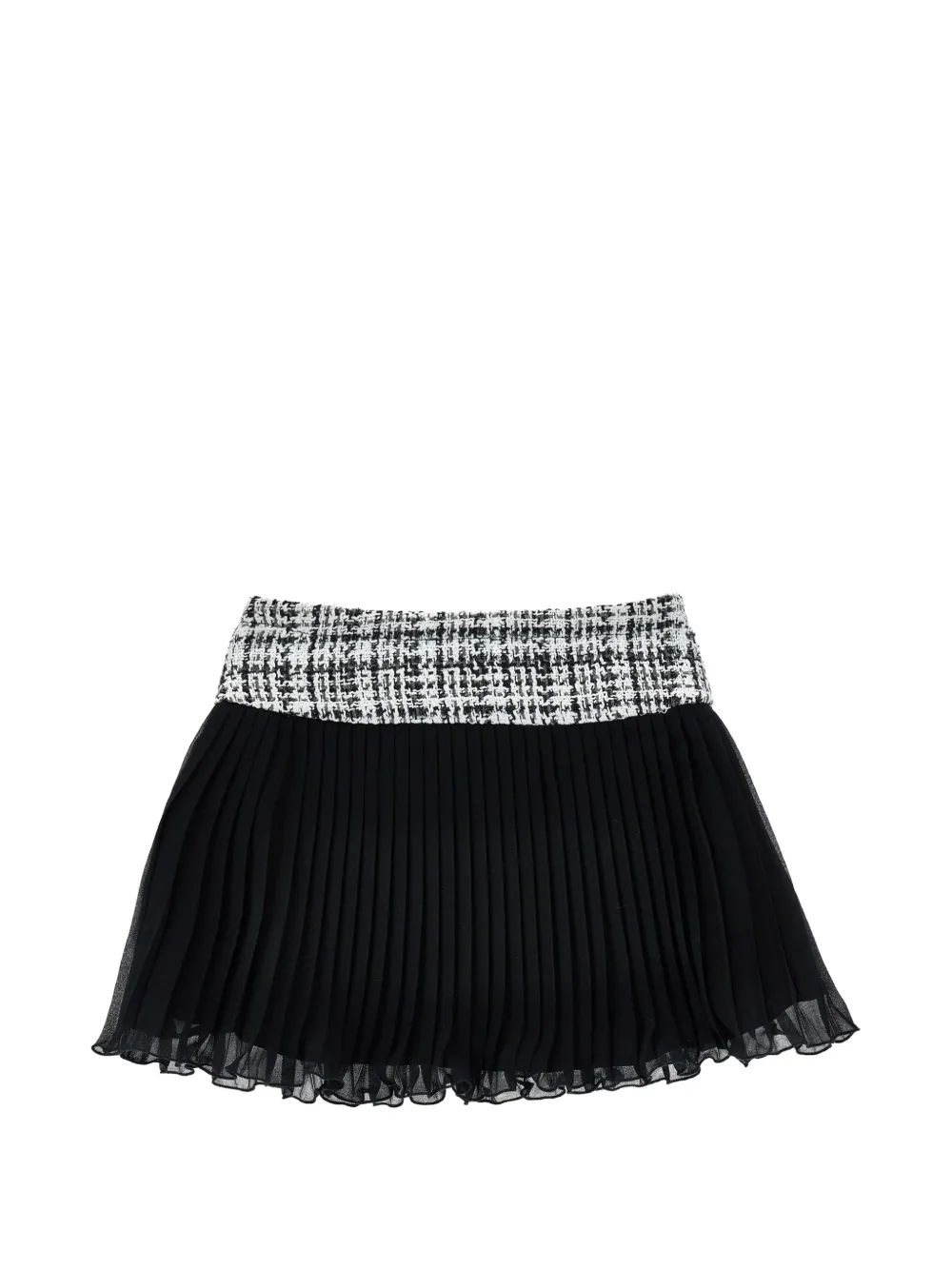 Monnalisa Mini-plooirok met tweed tailleband Zwart