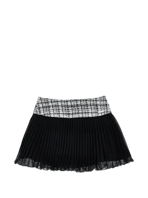 Monnalisa tweed-waistband mini pleated skirt