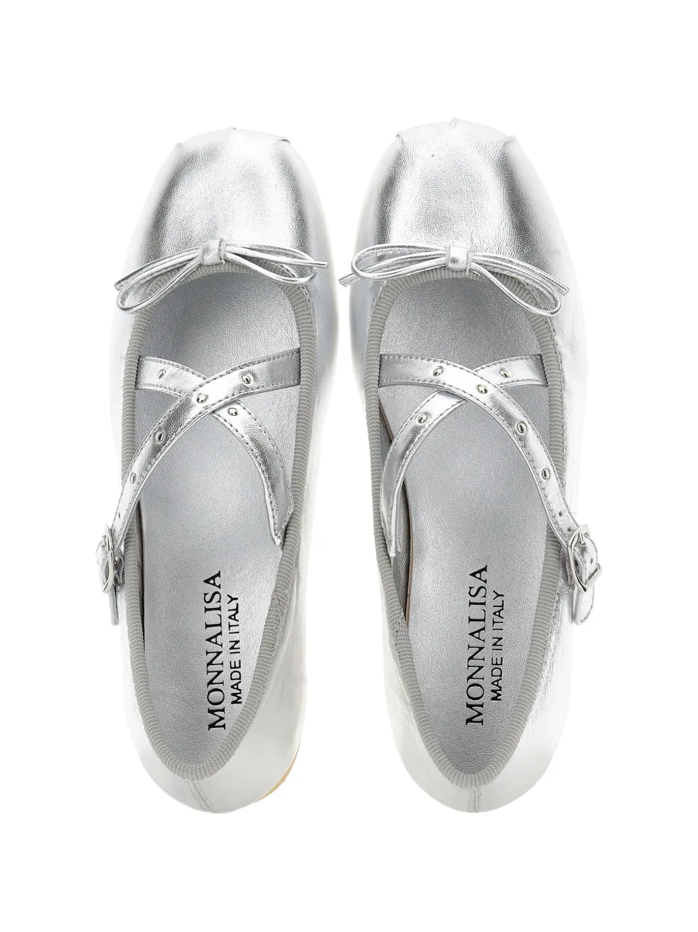 Monnalisa bow-detail crossover-strap ballerinas Zilver