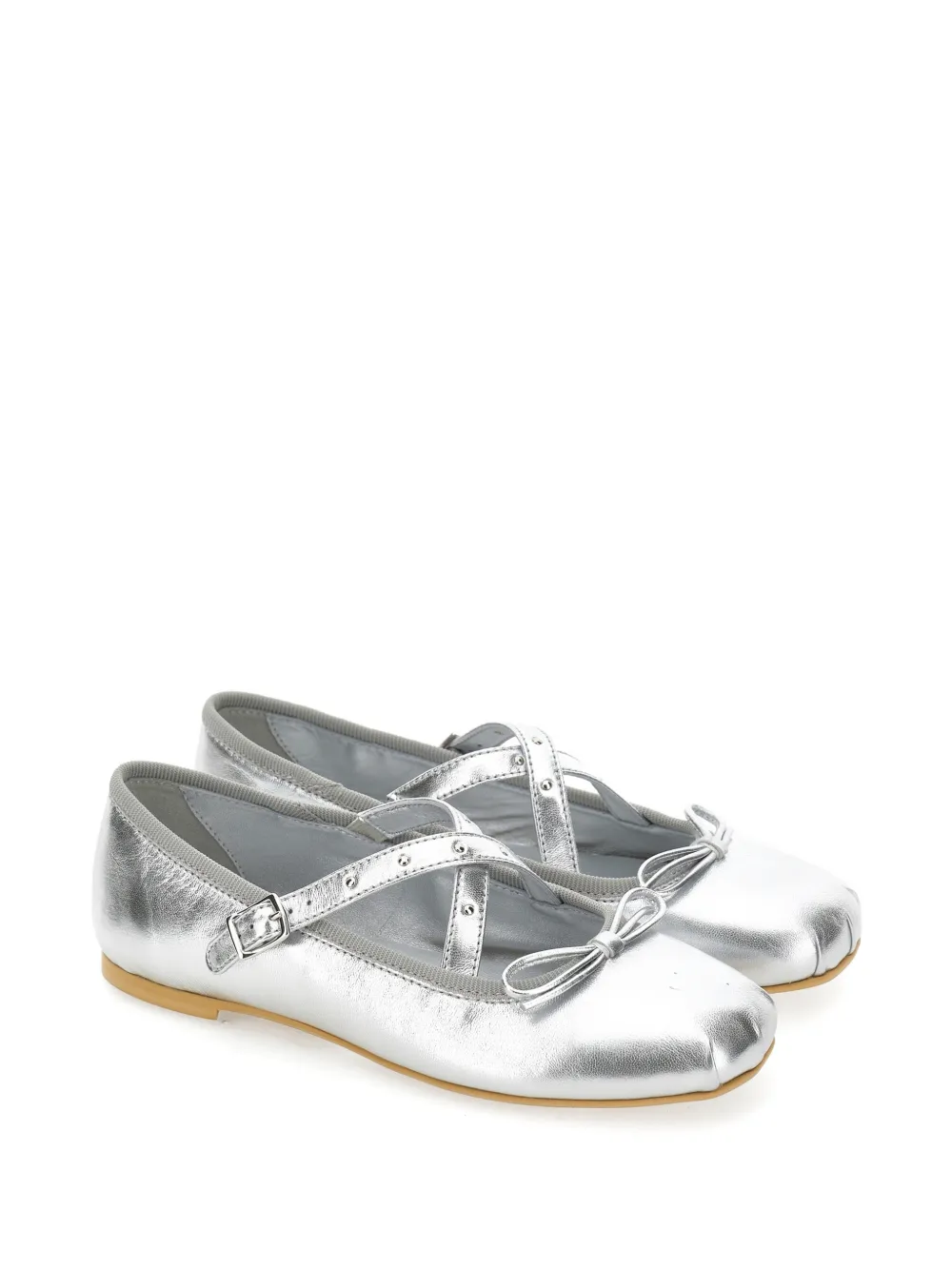 Monnalisa bow-detail crossover-strap ballerinas - Argento
