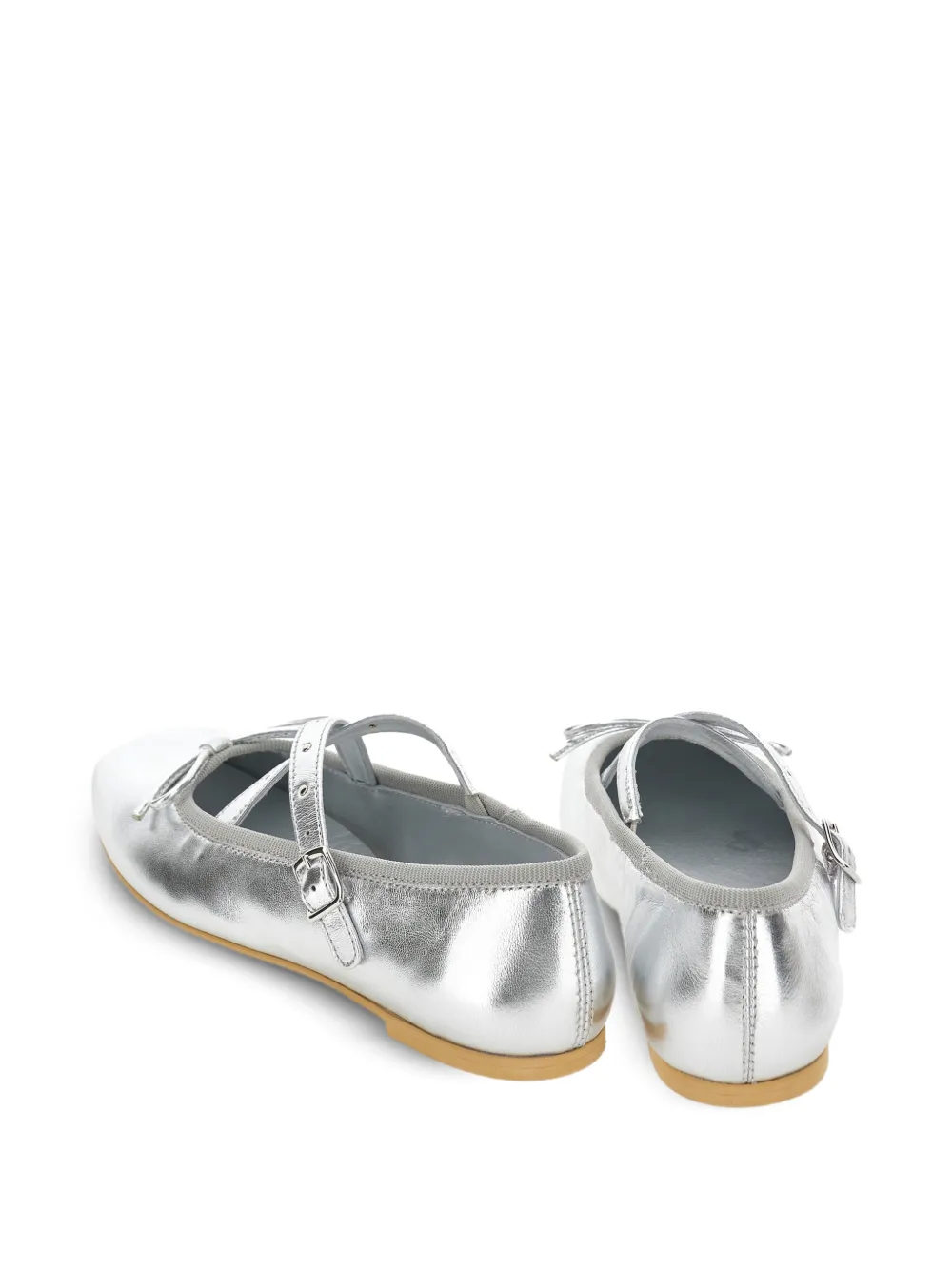 Monnalisa bow-detail crossover-strap ballerinas Zilver