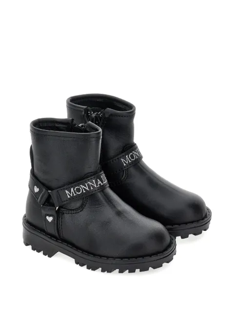 Monnalisa heart-motif harness biker boots