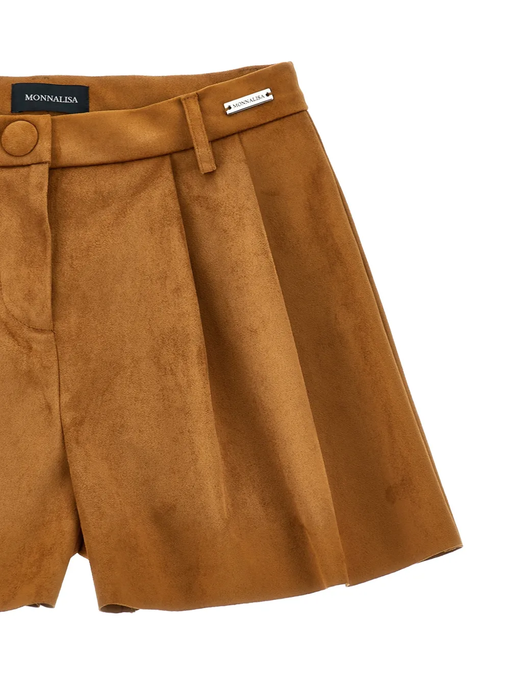 Monnalisa Geplooide shorts van imitatiesuède Bruin