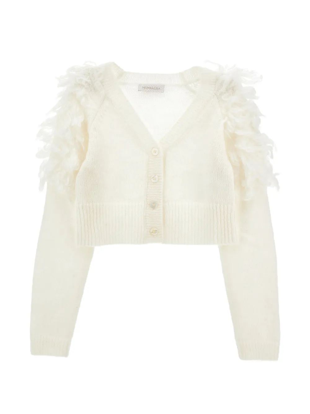 Monnalisa fringed-detail cardigan - Bianco