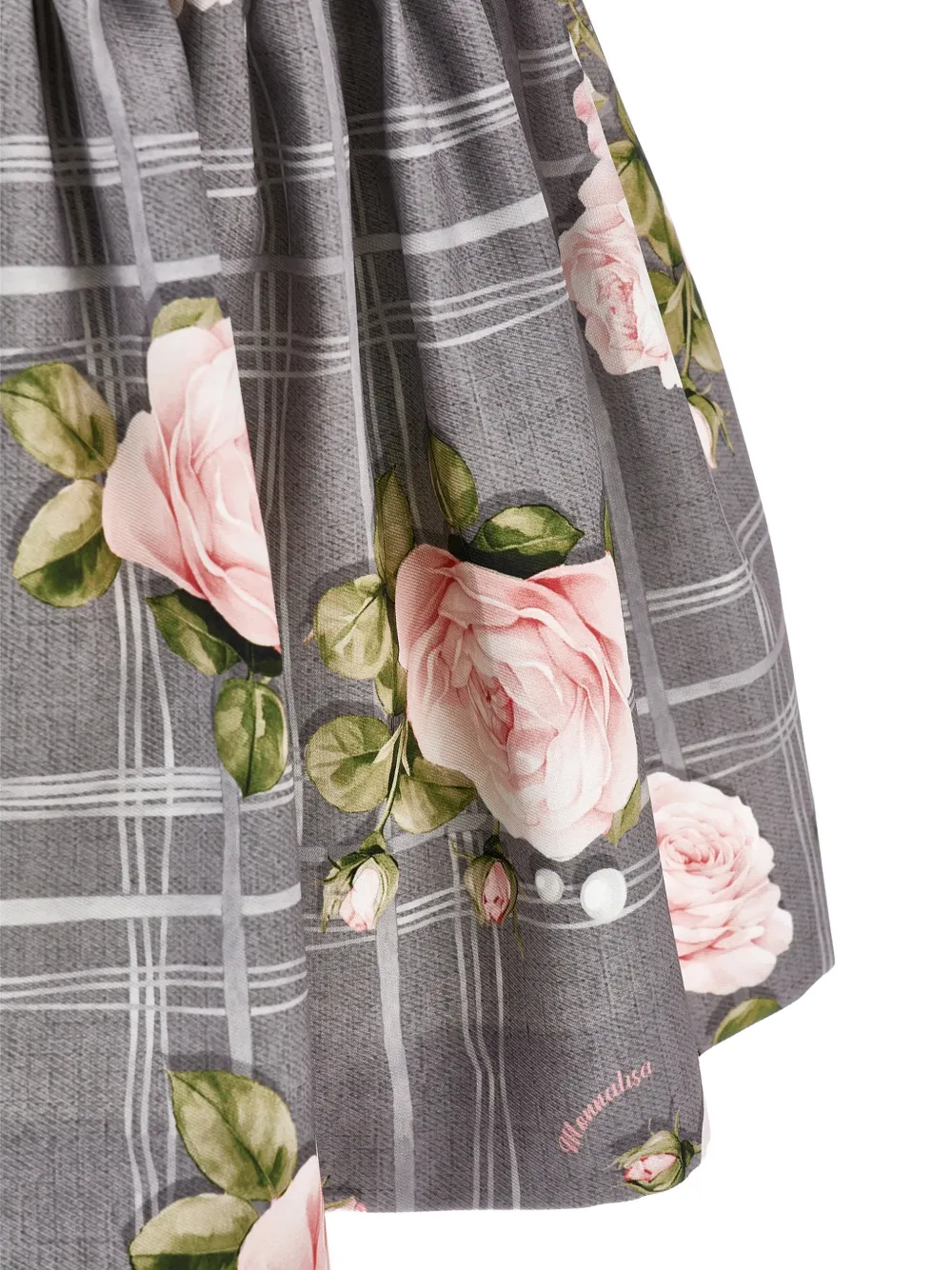 Monnalisa Gesmockte rok met bloemenprint Grijs