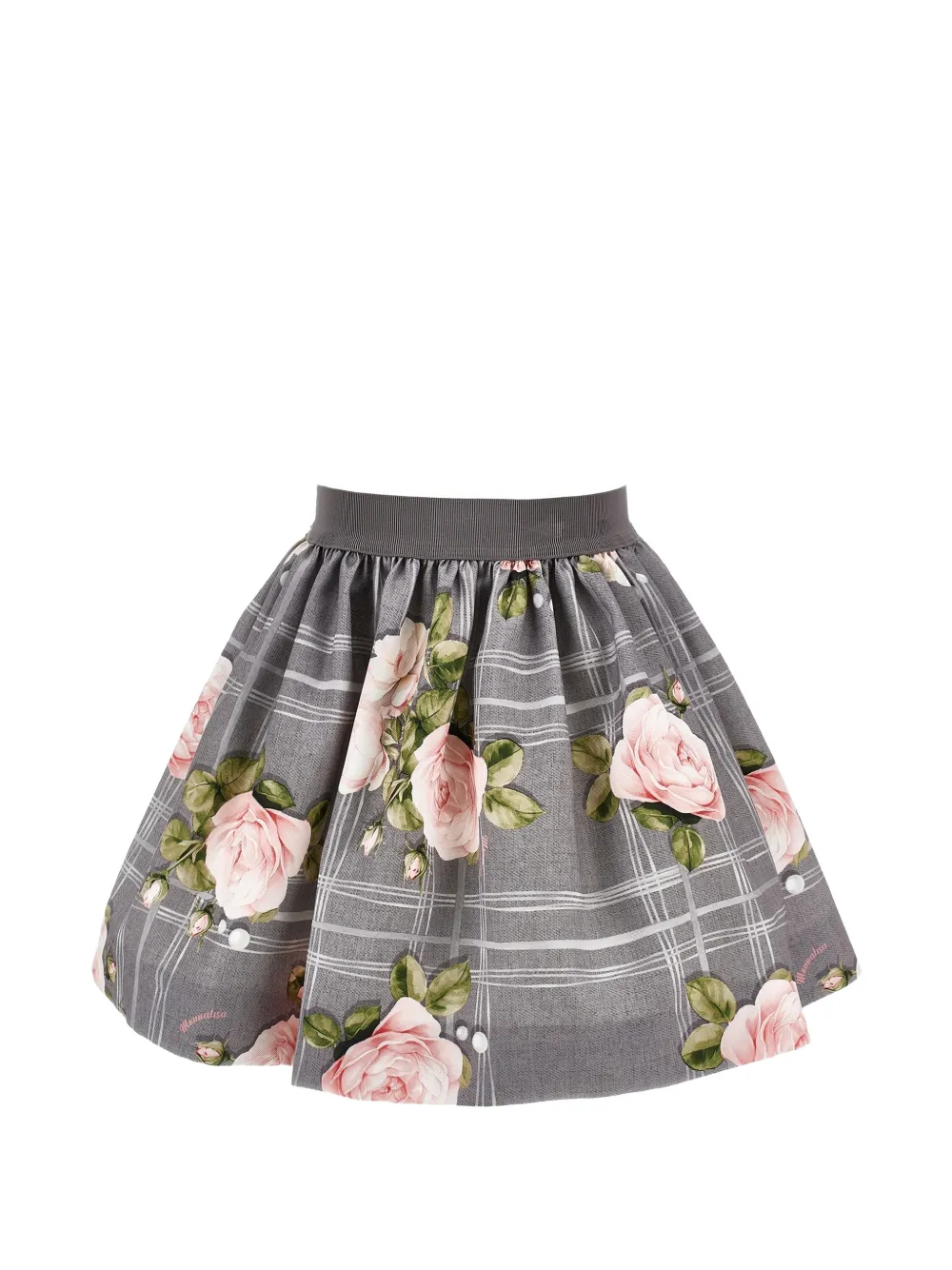 Monnalisa Gesmockte rok met bloemenprint Grijs