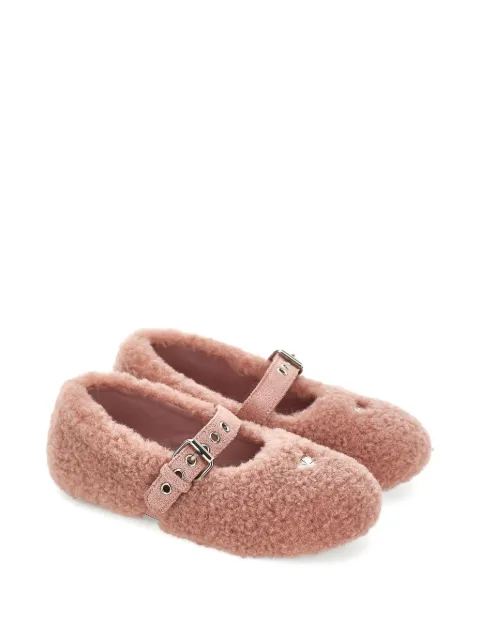 Monnalisa buckle-fastening shearling ballet flats