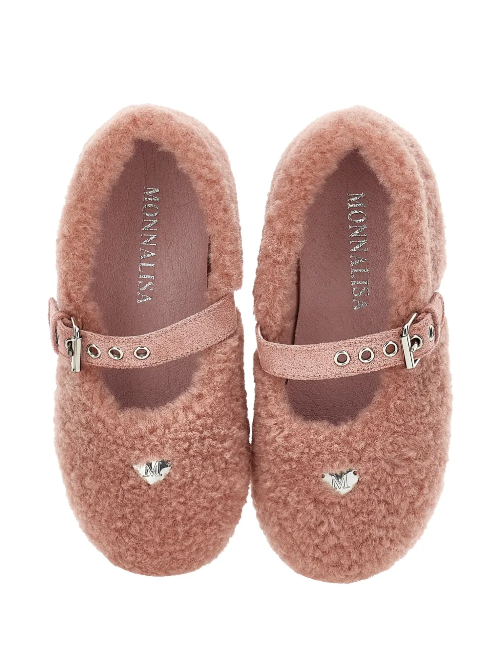 Monnalisa Lammy ballerina's met gespsluiting Roze