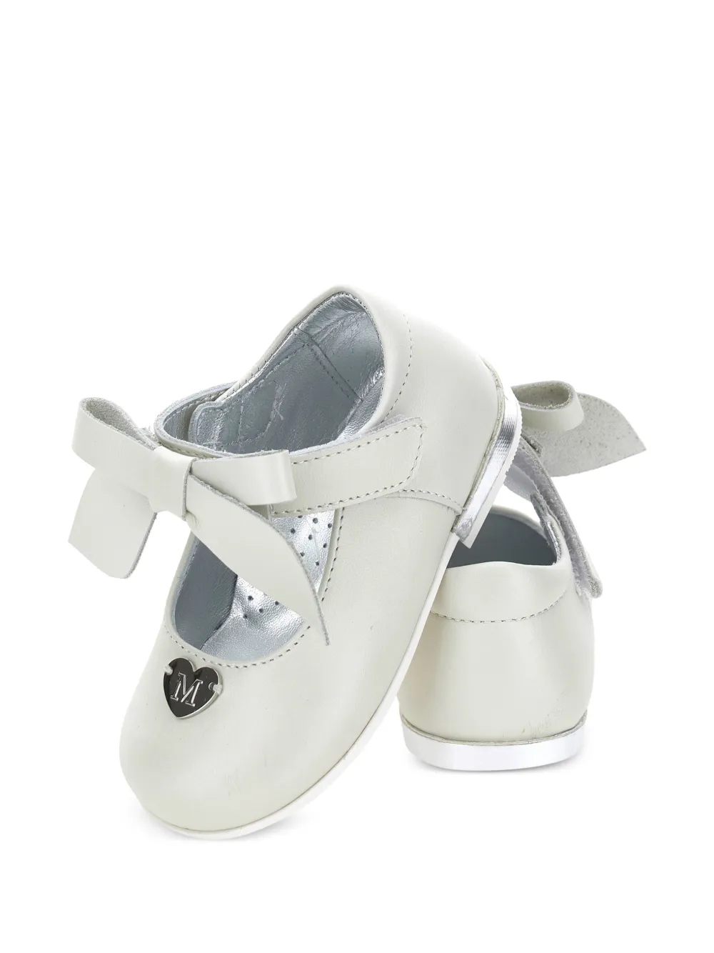 Monnalisa bow-detail heart-plaque ballet flats Beige