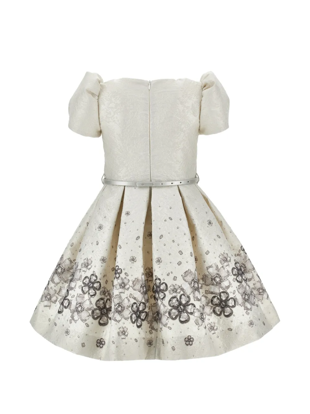 Monnalisa Flared jurk met bloemenprint en ceintuur Beige