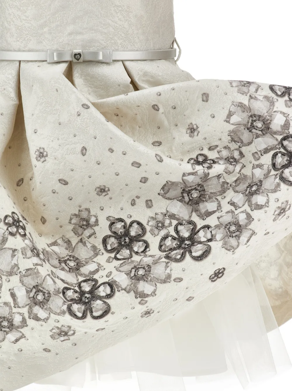 Monnalisa Flared jurk met bloemenprint en ceintuur Beige