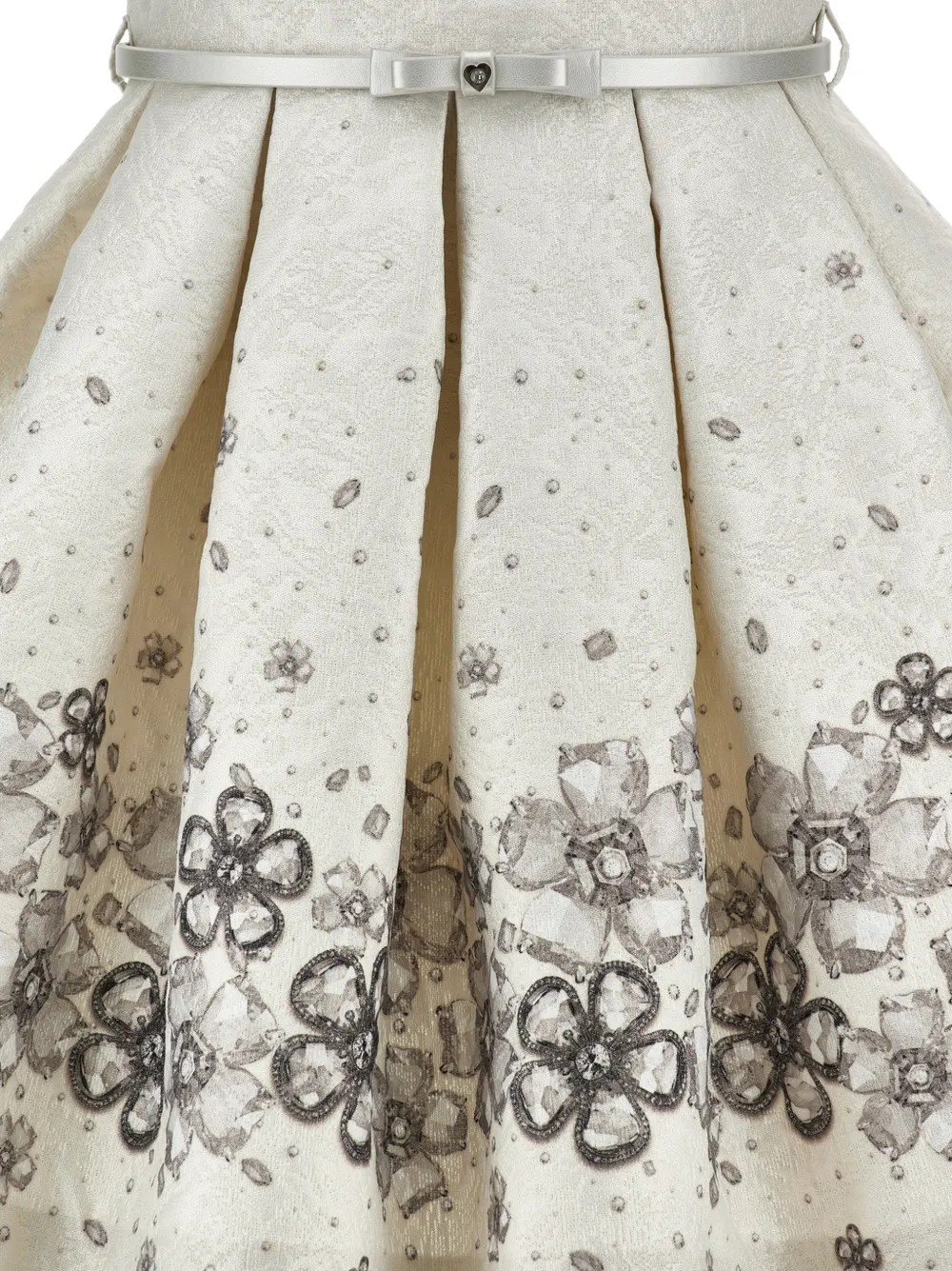 Monnalisa Flared jurk met bloemenprint en ceintuur Beige