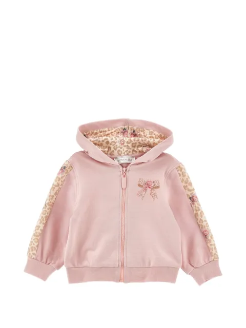 Monnalisa leopard-print floral-print hoodie