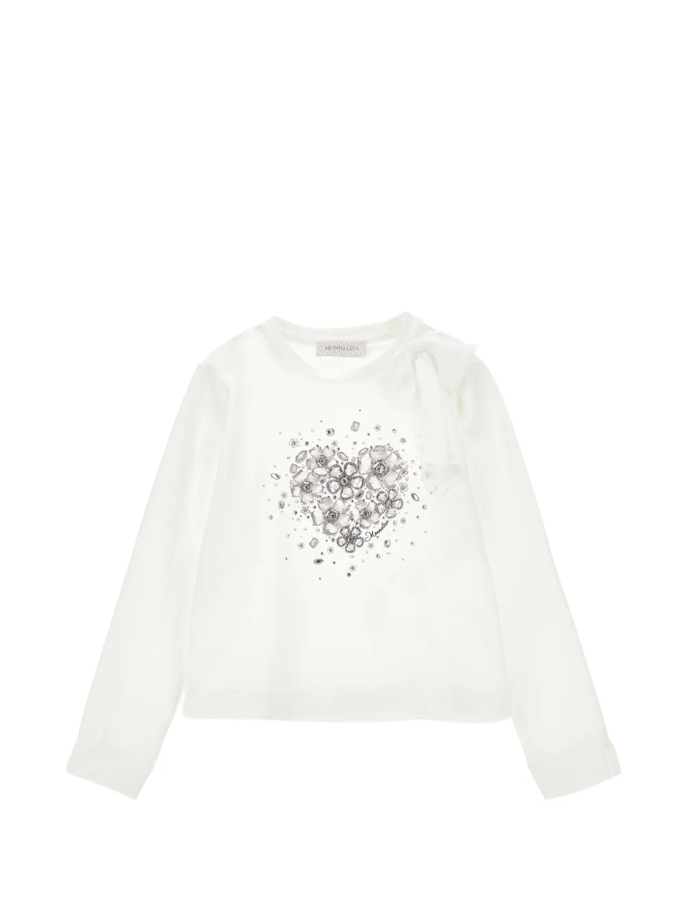 Monnalisa T-shirt con decorazione a fiori - Bianco