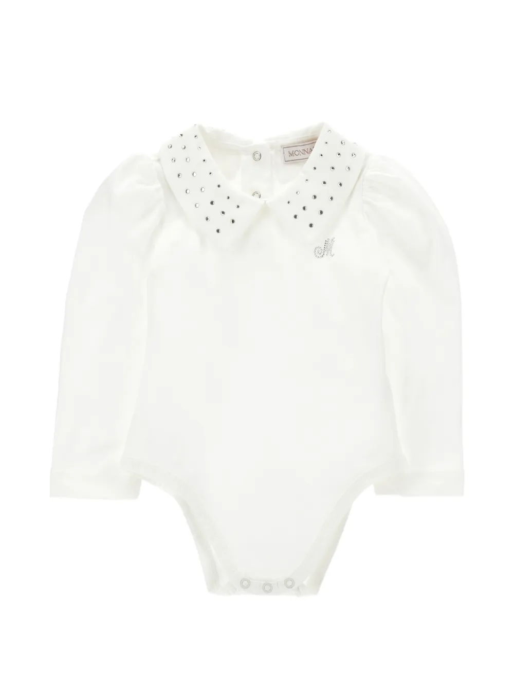 Monnalisa rhinestone-embellished peter pan-collar bodysuit - Bianco