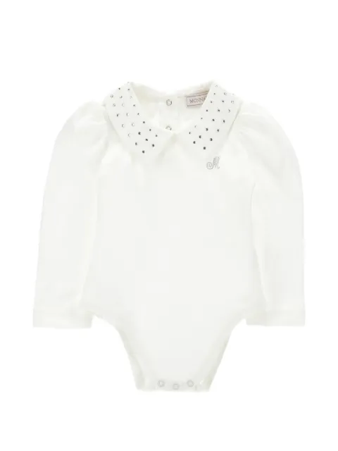 Monnalisa rhinestone-embellished peter pan-collar bodysuit