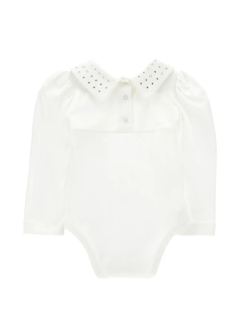 Monnalisa Body met Peter Pan kraag verfraaid met stras Wit