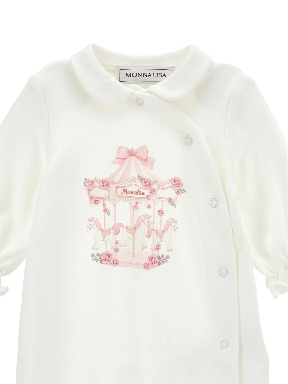 Monnalisa Badpak met ruches en carrousel-print Wit