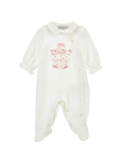 Monnalisa carousel-print ruffled sleepsuit