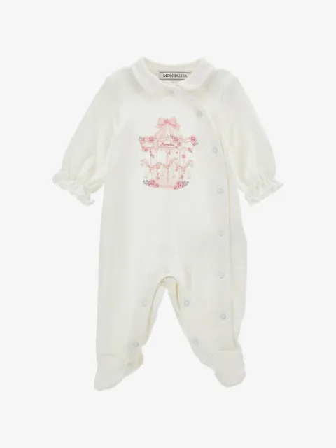 Monnalisa carousel-print ruffled sleepsuit