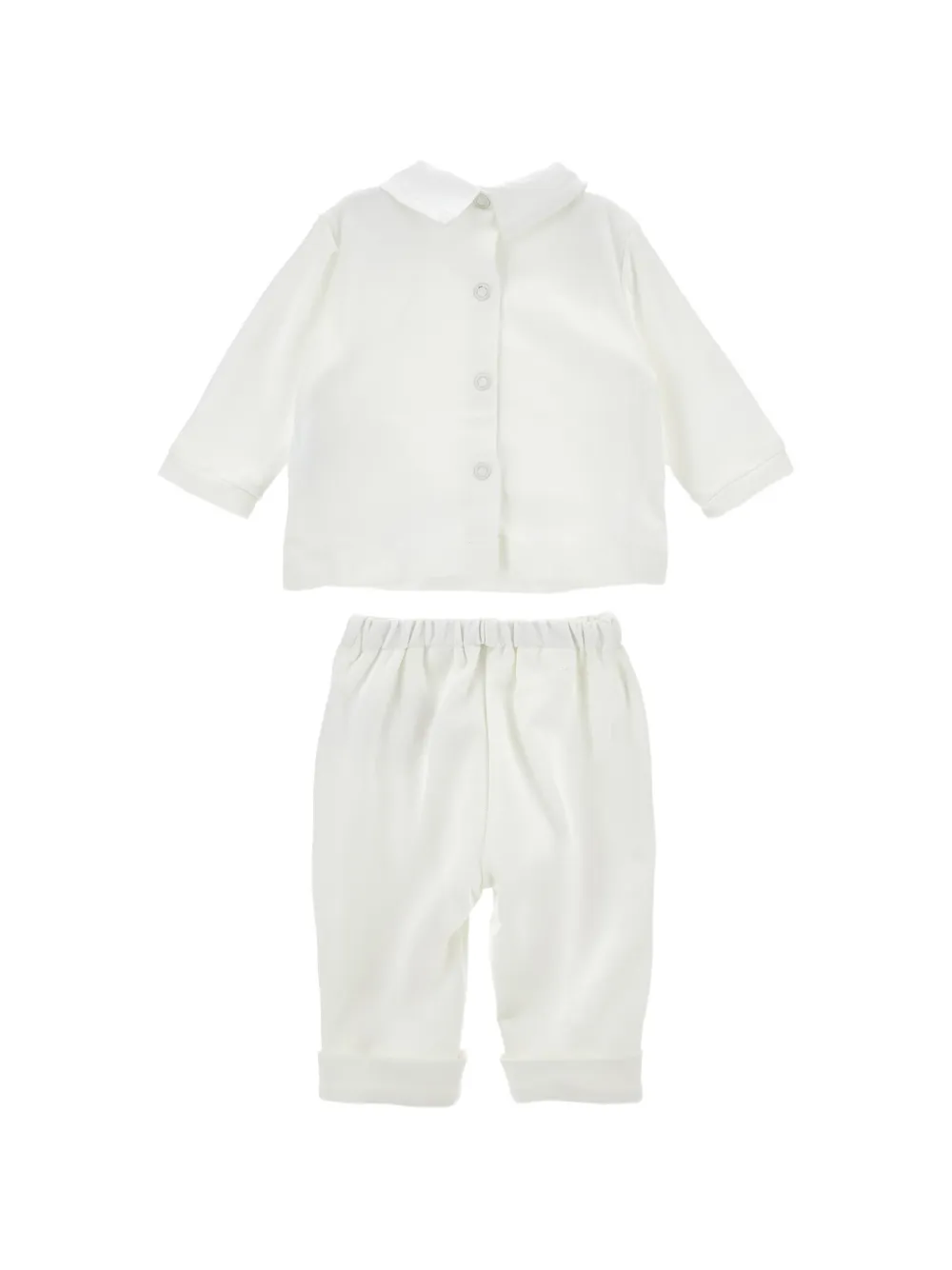 Monnalisa Pyjama met geborduurd logo en vlinderstrik Wit
