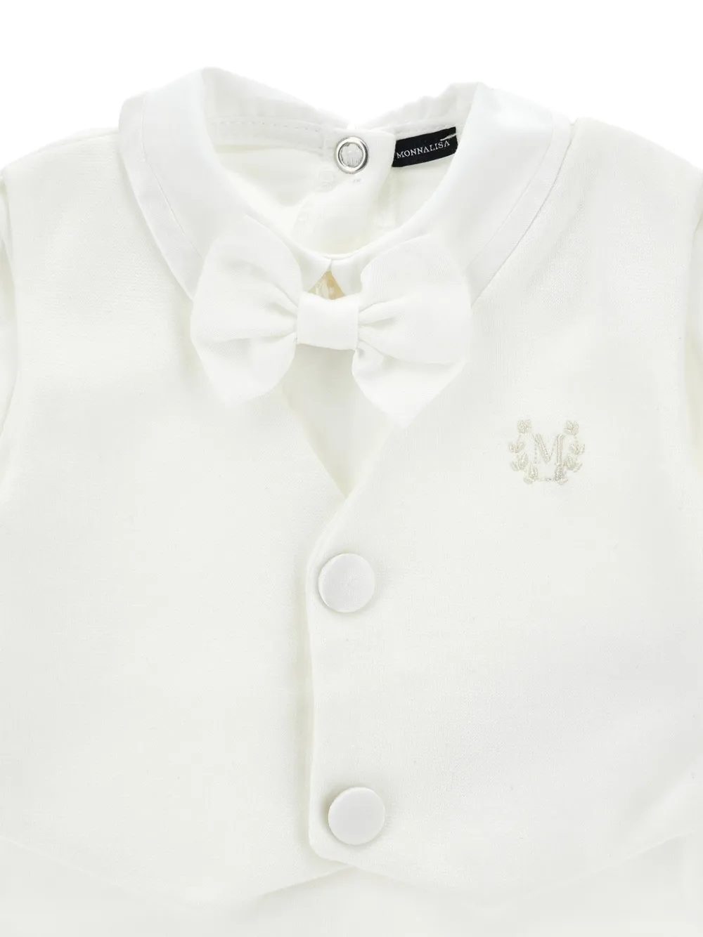 Monnalisa Pyjama met geborduurd logo en vlinderstrik Wit