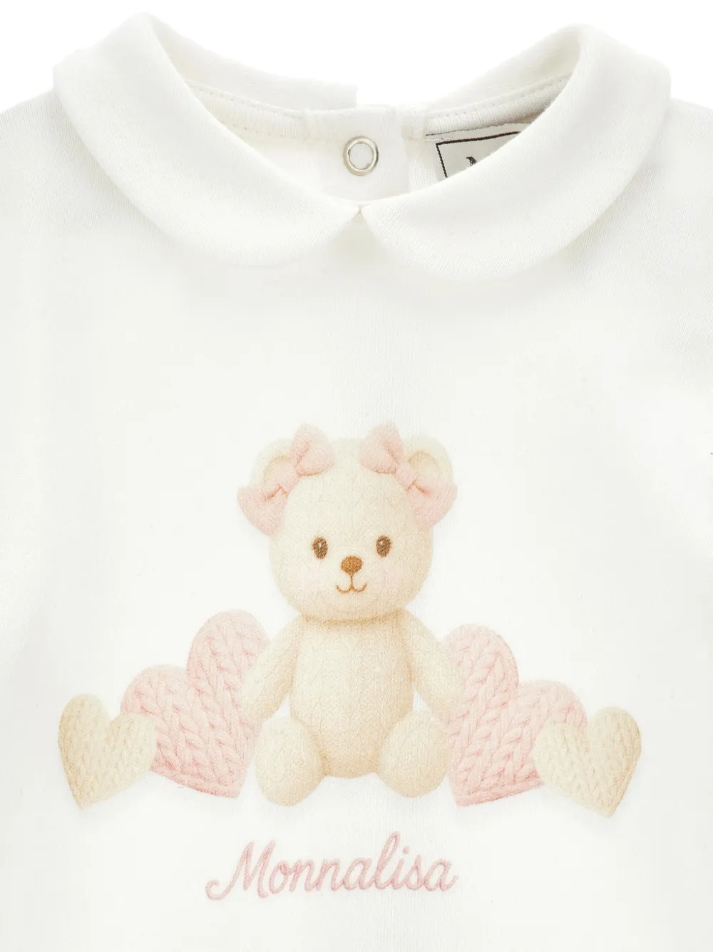 Monnalisa Badpak met Peter Pan kraag en teddybeerprint Wit