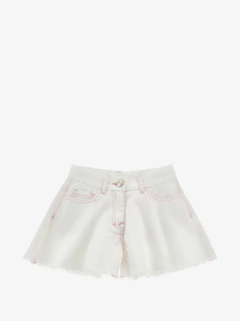 Monnalisa embroidered raw-cut shorts