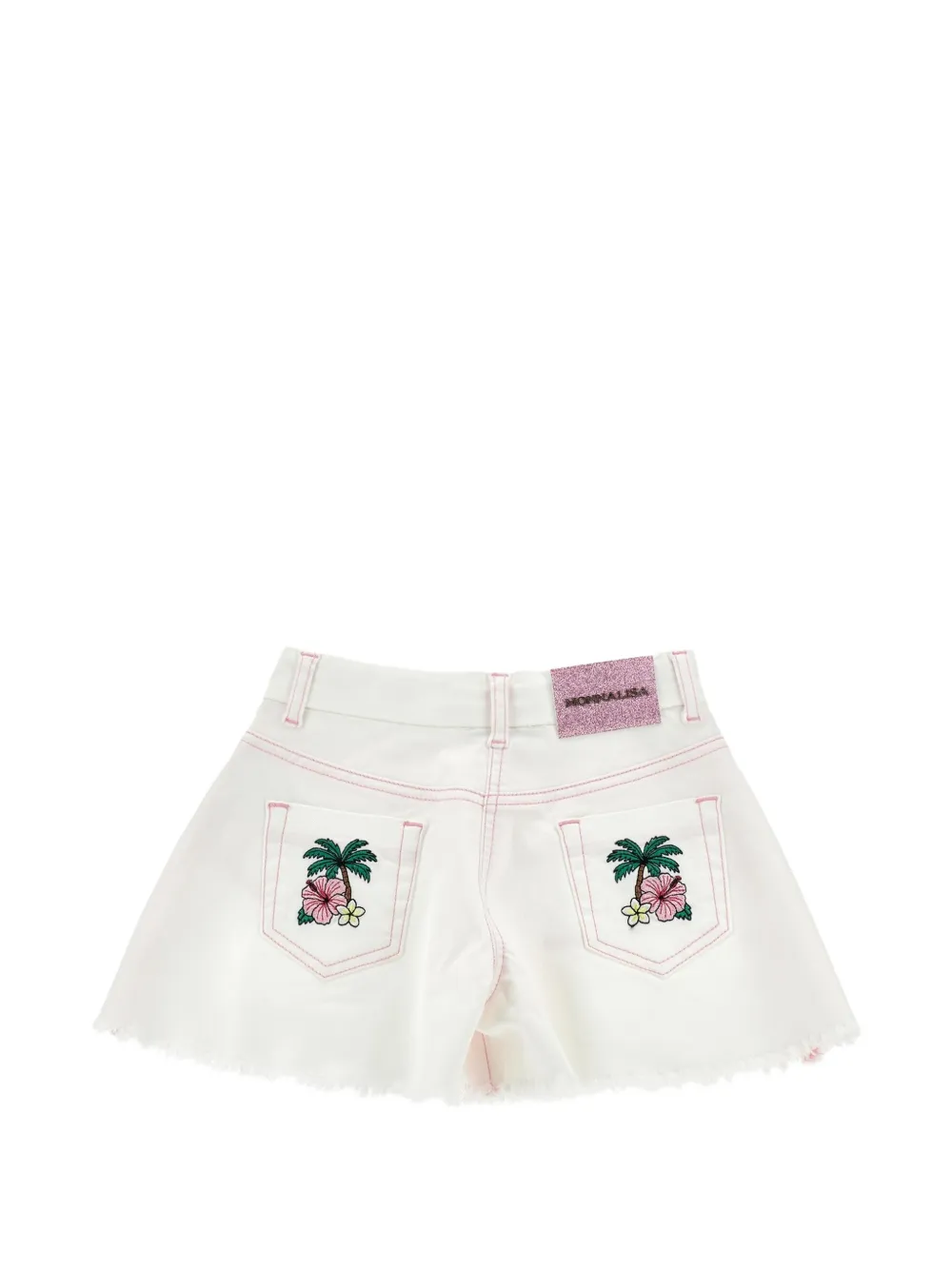 Monnalisa Gerafelde shorts met borduurwerk Wit