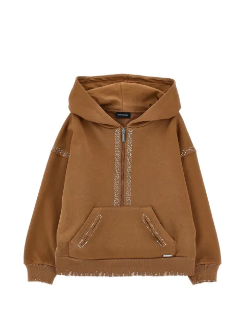 Monnalisa rhinestone-embellished distressed hoodie