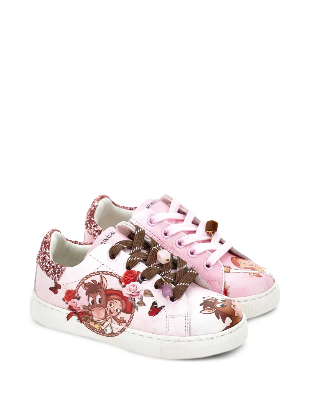 Monnalisa Sneakers met glitterdetail en print Roze