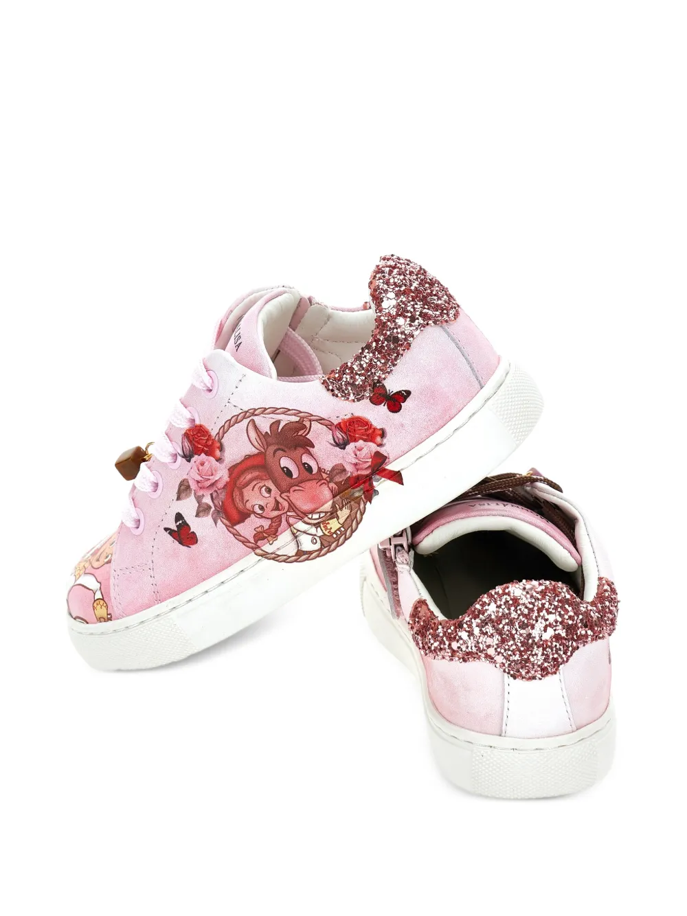 Monnalisa Sneakers met glitterdetail en print Roze