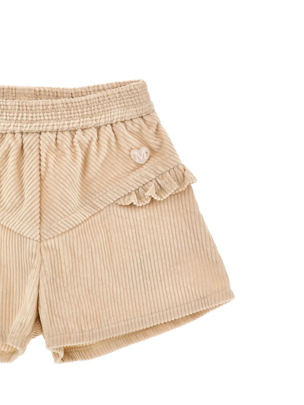 Monnalisa Ribfluwelen shorts met ruches Beige