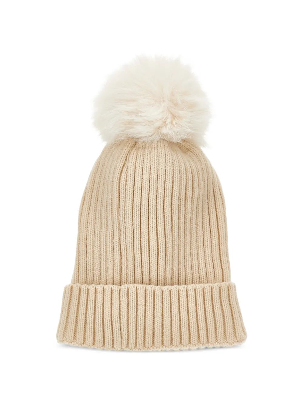 Monnalisa Muts met teddybeerprint en pompon Beige