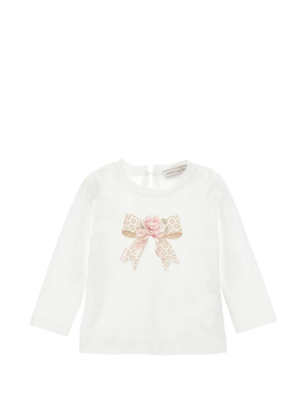 Monnalisa T-shirt con stampa fiocco - Bianco