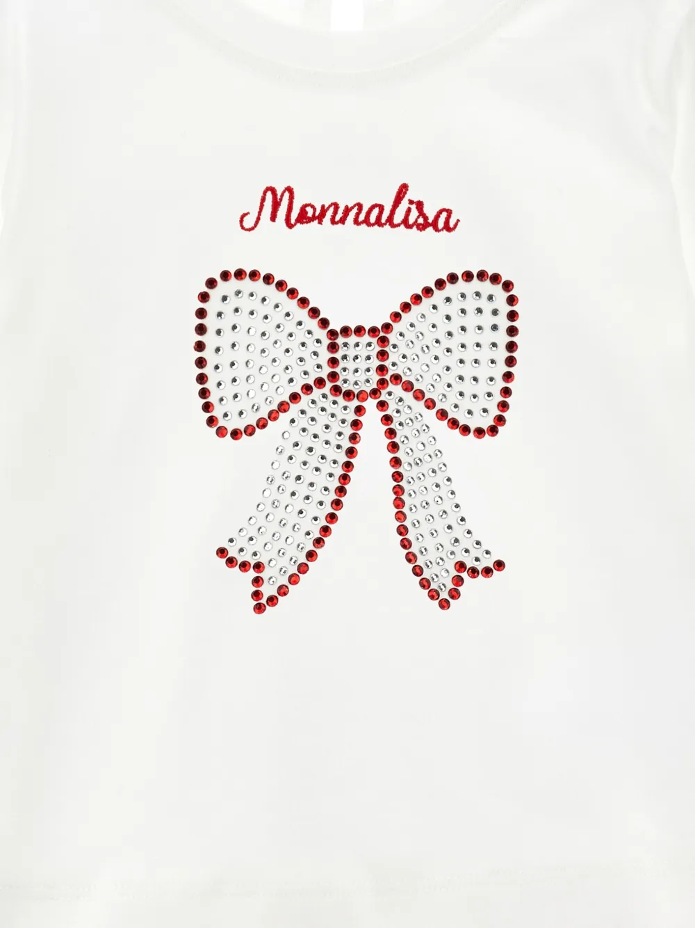 Monnalisa T-shirt verfraaid met kristallen en strikdetail Wit
