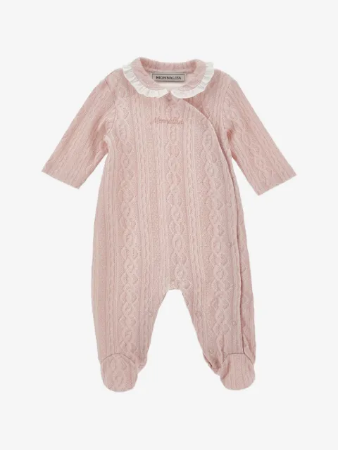 Monnalisa cable-knit ruffled-collar pajamas