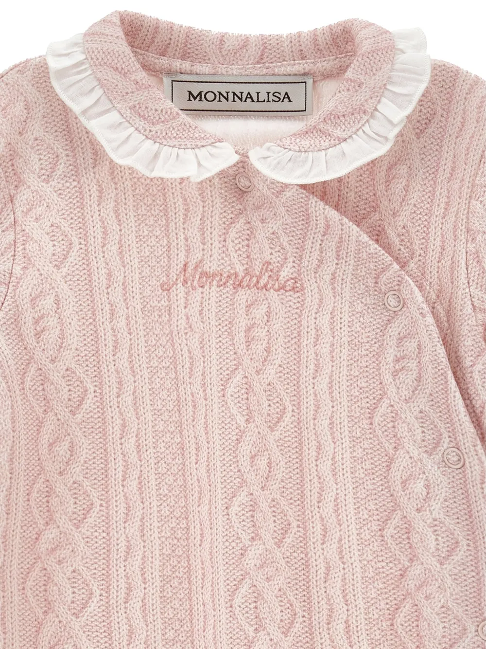 Monnalisa Kabelgebreide pyjama met ruchekraag Roze