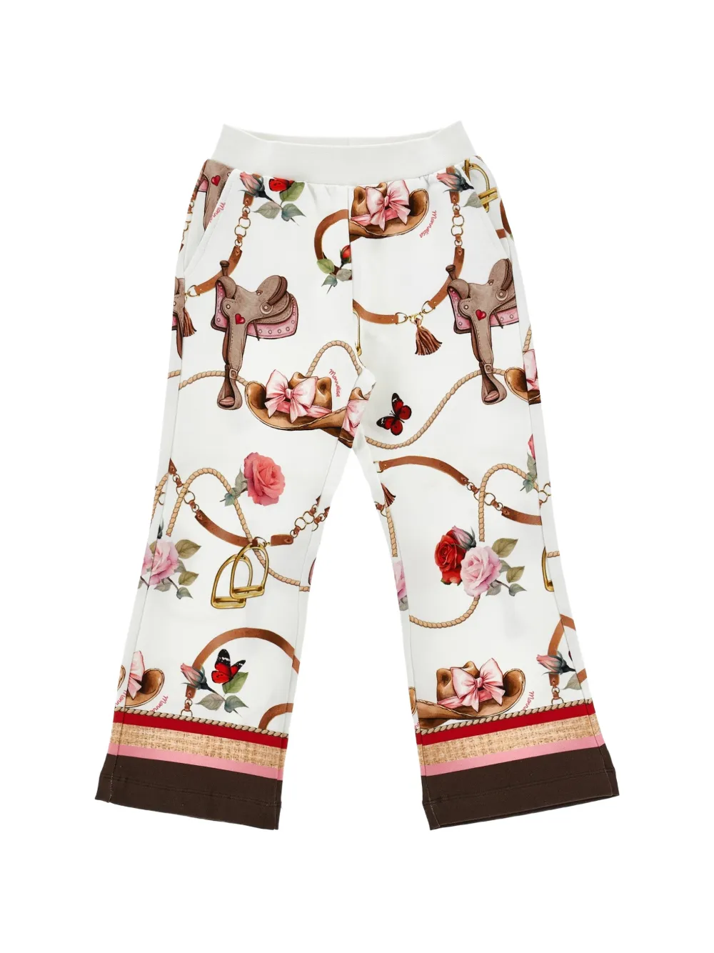 Monnalisa Pantaloni ampi con stampa grafica - Bianco